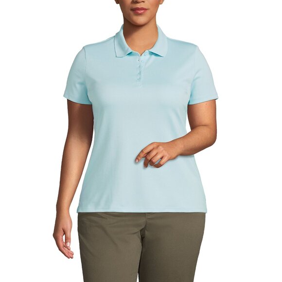 Lands' End Tops - Lands End Women's Supima Cotton Polo Shirt Short Sleeve Light Blue Color size 1X